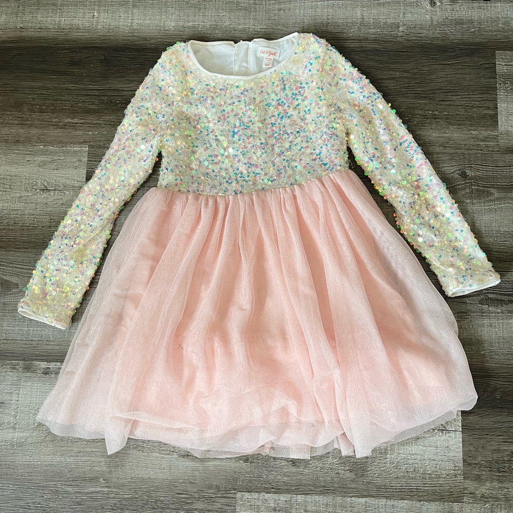 Cat & Jack Pink Sequined Glitter Sparkle Dress